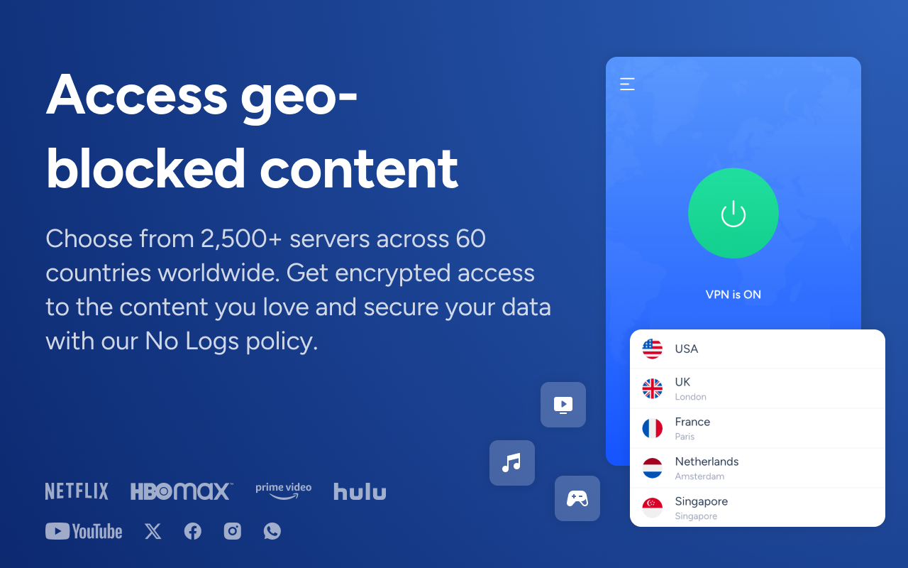 Atera VPN app interface showing active VPN connection with masked IP address